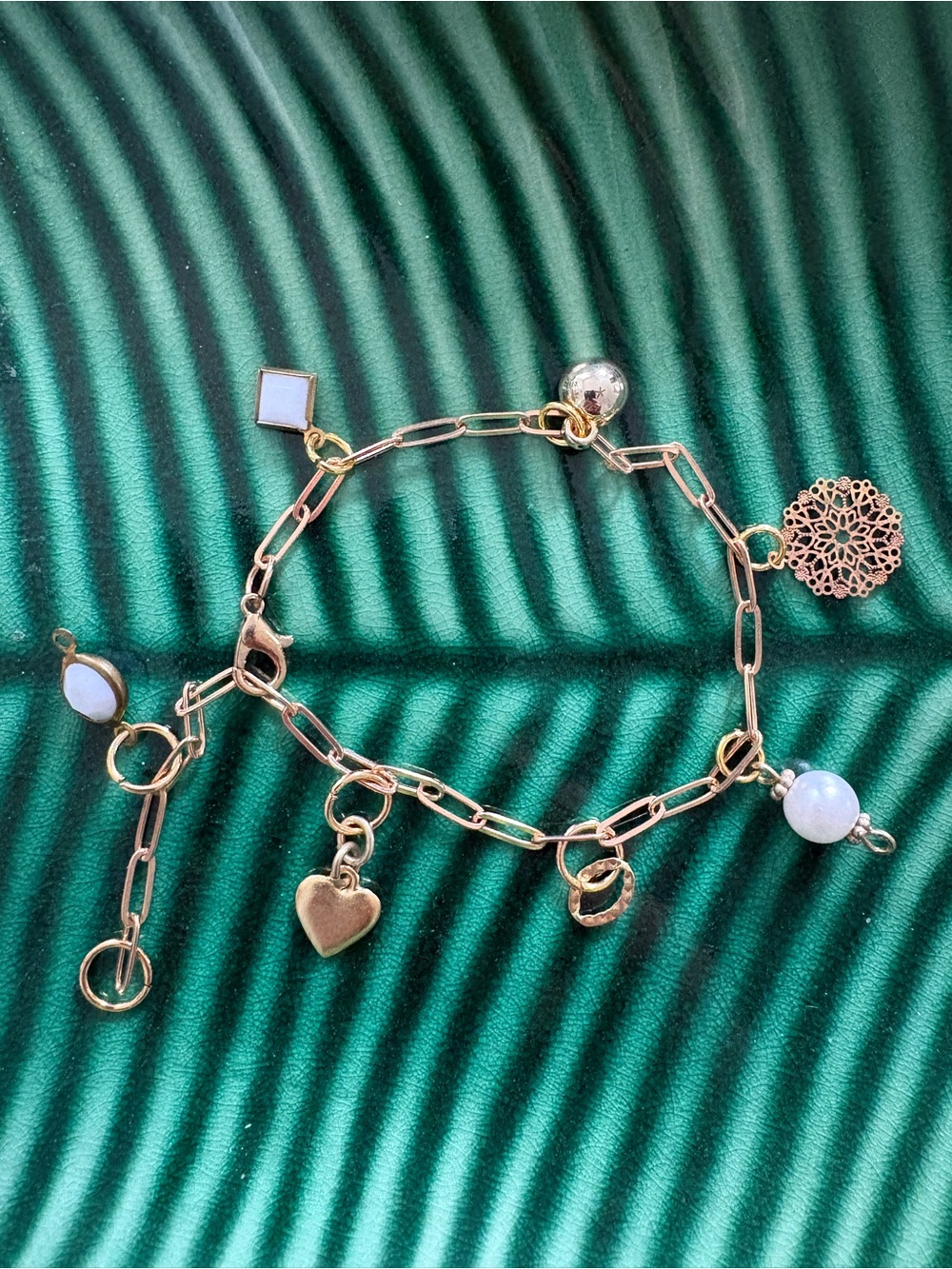 NWOT Hand Crafted Gold Tone Charm Bracelet